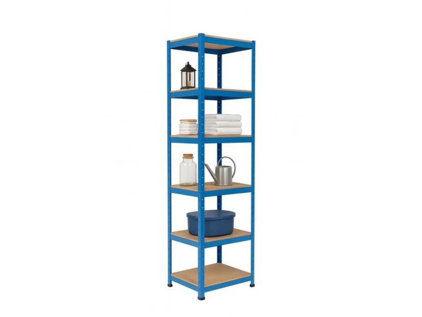 Regál 1800x400x400 mm lakovaný 5-policový, nosnost 875 kg - modrý - 5ks