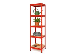 Regál 1800x400x400 mm lakovaný 5-policový, nosnost 875 kg - červený