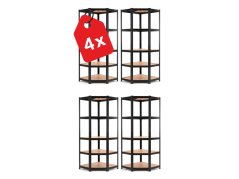 Regál 1800x900x400 mm rohový lakovaný 5-policový, nosnost 875 kg - černý - 4ks