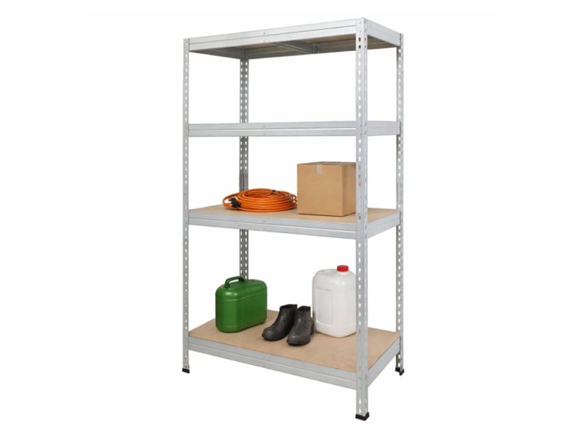 Regál 1500x700x300 mm zinkovaný 4-policový, nosnost 800 kg, RIVET