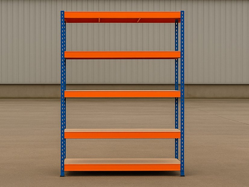 Regál 2000x900x500 mm lakovaný 5-policový, nosnost 1000 kg - modro-oranžový