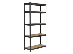 Regál 1800x600x400 mm lakovaný 5-policový, nosnosť 875 kg - čierny - 3ks