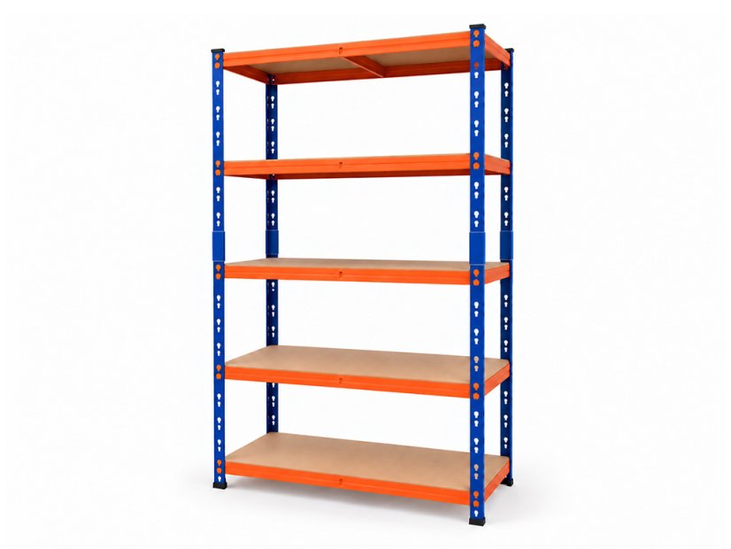 Polcrendszer 1800x900x400 mm festett 5 polcos, teherbírás 1000 kg - kék-narancs