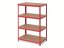 Regál 1500x700x300 mm lakovaný 4-policový, nosnost 700 kg - červený - 5ks