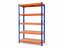 Polcrendszer 1800x900x400 mm festett 5 polcos, teherbírás 1000 kg - kék-narancs