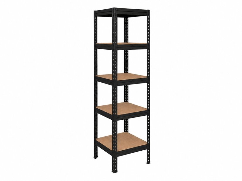 Regál 1830x400x400 mm lakovaný 5-policový, nosnost 1000 kg, RIVET - černý