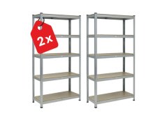 Regál 1800x900x400 mm pozinkovaný 5-policový, nosnosť 875 kg - 2ks