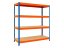 Regál 1800x1600x500 mm profesionální 4-policový, nosnost 1600 kg - modro-oranžový
