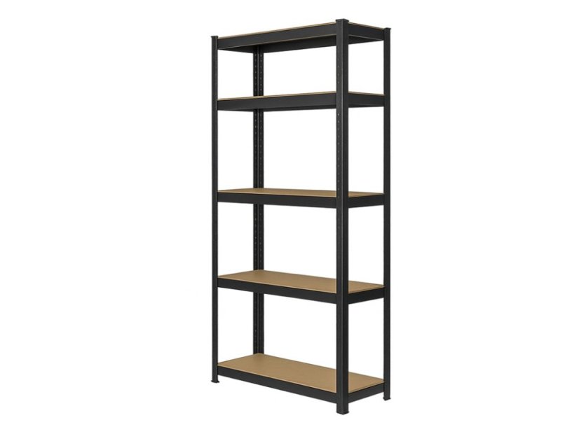 Regál 2000x1000x500 mm lakovaný 5-policový, nosnost 875 kg - černý