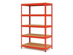 Regál 1800x900x400 mm lakovaný 5-policový, nosnost 875 kg - červený