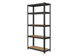 Regál 2000x1000x500 mm lakovaný 5-policový, nosnost 875 kg - černý