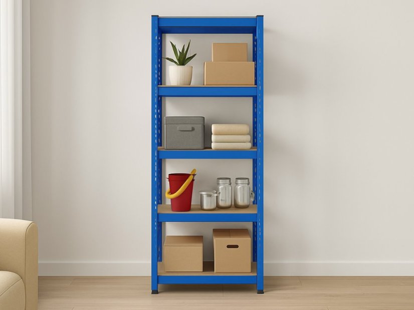 Regál 1800x900x400 mm lakovaný 5-policový, nosnost 875 kg - modrý