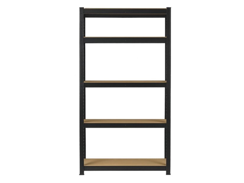 Regál 1800x900x300 mm lakovaný 5-policový, nosnost 875 kg - černý - 5ks
