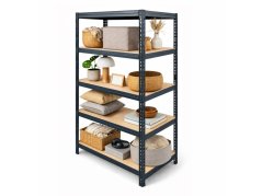 Regál 1830x400x400 mm lakovaný 5-policový, nosnost 875 kg, RIVET - černý