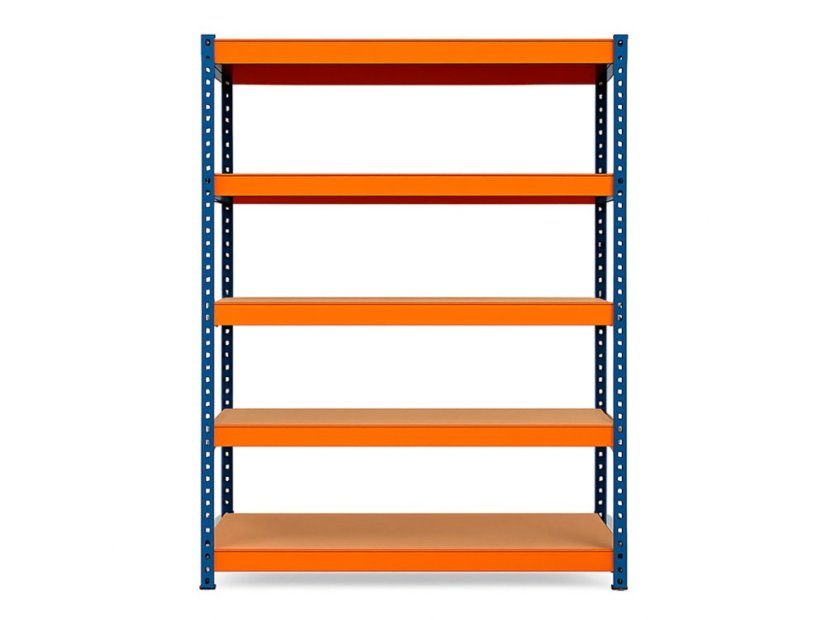 Regál 2500x1600x500 mm profesionální 5-policový, nosnost 2000 kg - modro-oranžový