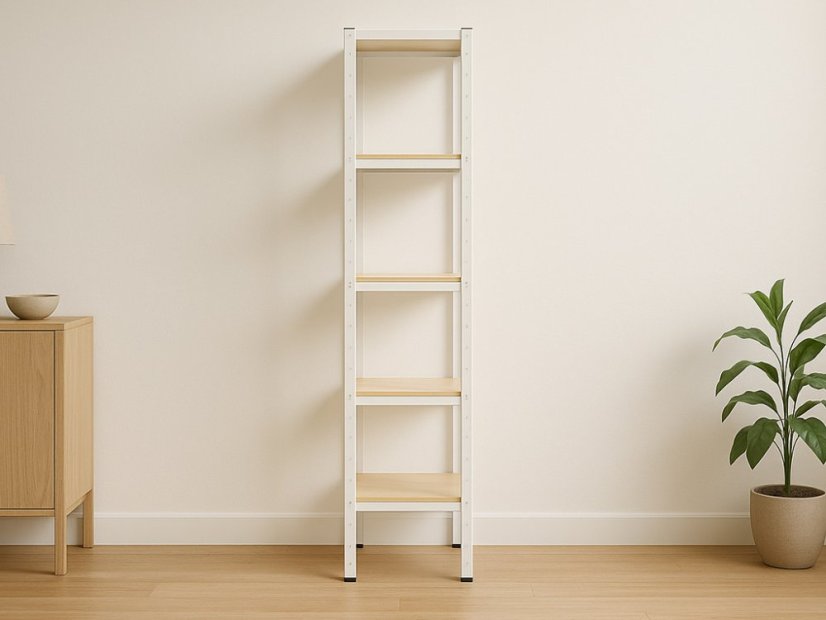 Regál 1800x400x400 mm lakovaný 5-policový, nosnosť 875 kg - biely