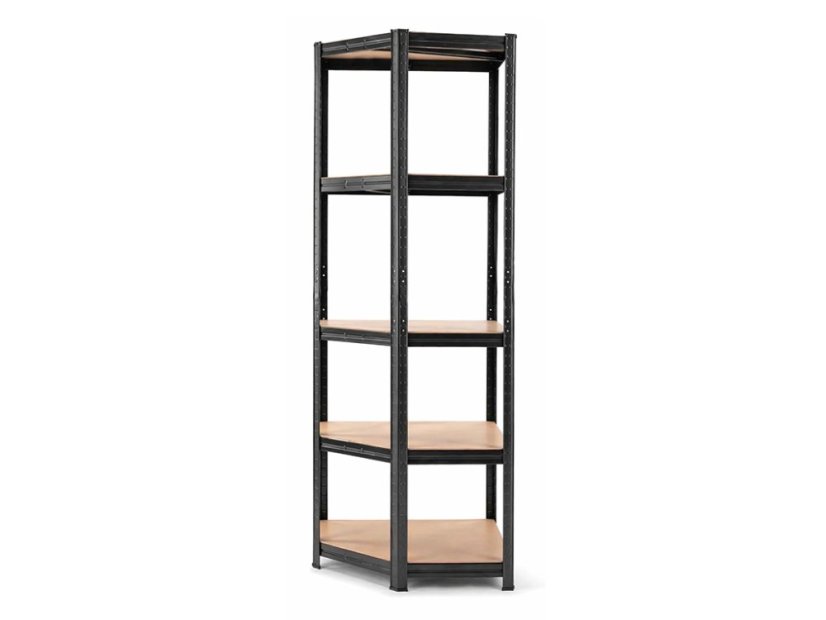 Regál 1800x900x400 mm rohový lakovaný 5-policový, nosnost 875 kg - černý - 10ks