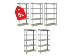Regál 1800x900x400 mm pozinkovaný 5-policový, nosnosť 875 kg - 5ks