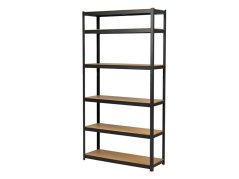 Regál 2200x1000x600 mm lakovaný 6-policový, nosnost 1050 kg - černý