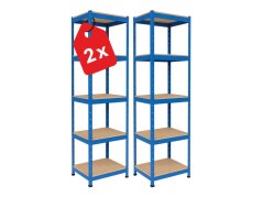 Regál 1800x400x400 mm lakovaný 5-policový, nosnosť 875 kg - modrý - 2ks