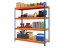Regál 1800x1600x500 mm profesionální 4-policový, nosnost 1600 kg - modro-oranžový