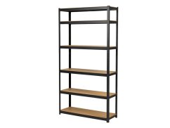 Regál 2200x1000x600 mm lakovaný 6-policový, nosnost 1050 kg - černý