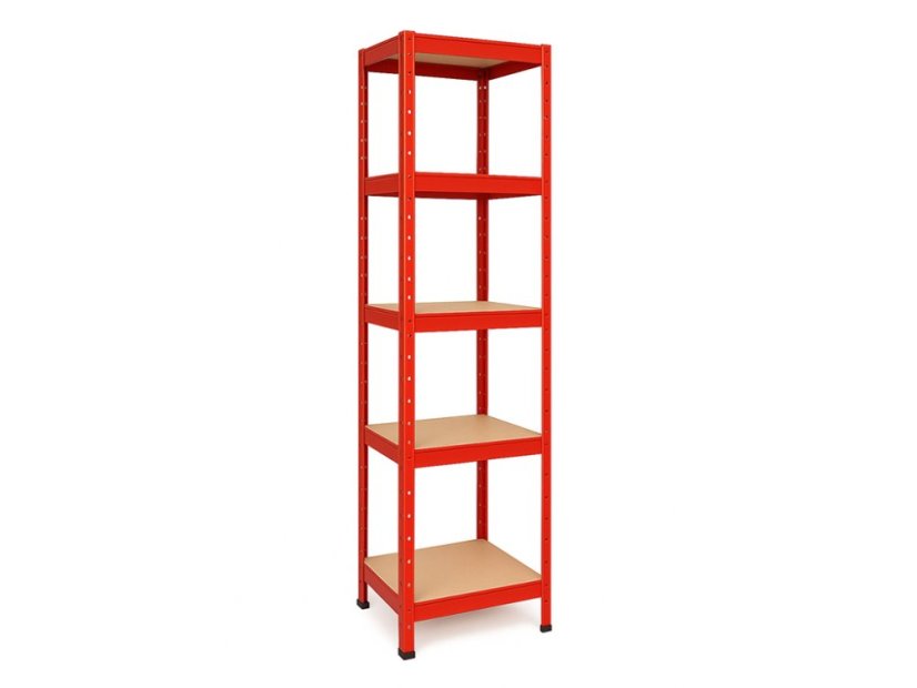 Regál 1800x400x400 mm lakovaný 5-policový, nosnost 875 kg - červený - 5ks
