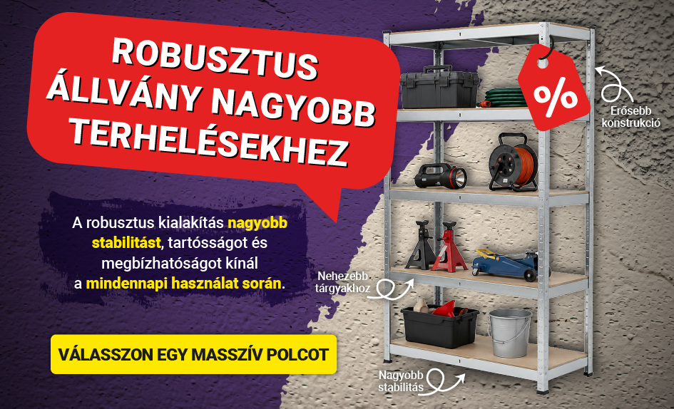 Robusztus polcrendszer nagyobb terheléshez