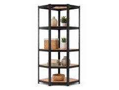Regál 1800x900x400 mm rohový lakovaný 5-policový, nosnost 875 kg - černý