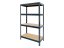Regál 1500x700x300 mm lakovaný 4-policový, nosnost 800 kg, RIVET - černý