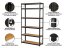 Regál 2200x1000x500 mm lakovaný 6-policový, nosnost 1050 kg - černý