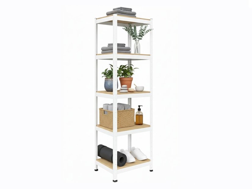 Regál 1800x400x400 mm lakovaný 5-policový, nosnosť 875 kg - biely