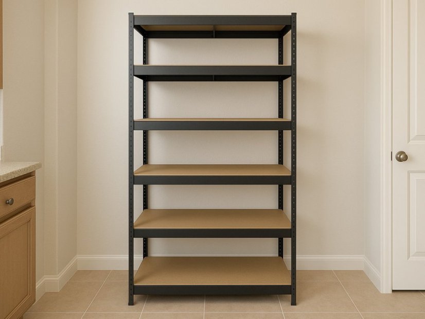 Regál 2200x1000x600 mm lakovaný 6-policový, nosnost 1050 kg - černý
