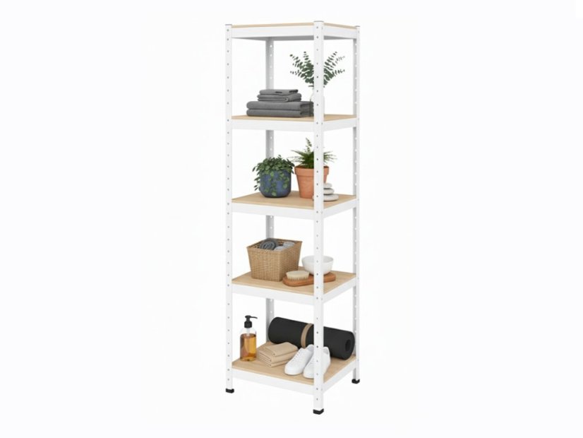 Regál 1800x400x400 mm lakovaný 5-policový, nosnosť 875 kg - biely