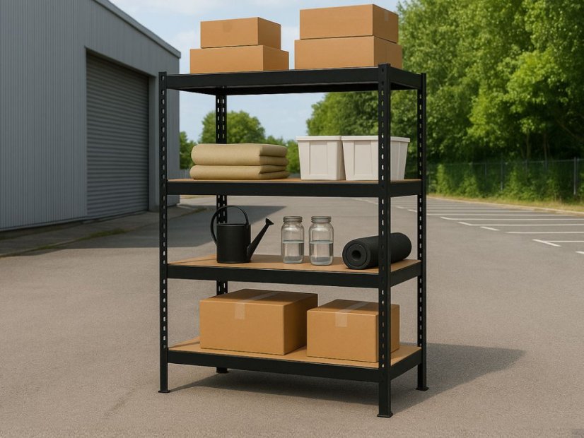 Regál 1680x1600x600 mm profesionální 4-policový, nosnost 1600 kg - černý
