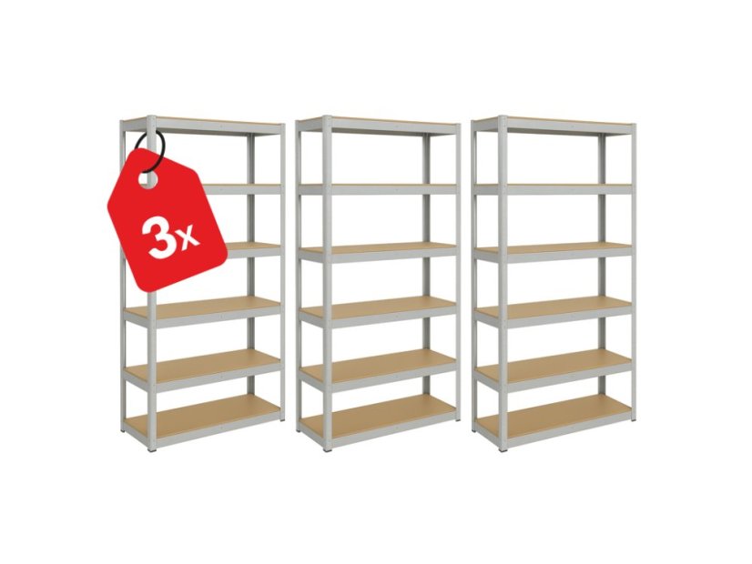 Regál 2200x1000x400 mm zinkovaný 6-policový, nosnost 1050 kg - 3ks