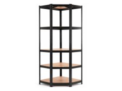 Regál 1800x900x400 mm rohový lakovaný 5-policový, nosnost 875 kg - černý