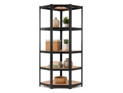Regál 1800x900x400 mm rohový lakovaný 5-policový, nosnost 875 kg - černý