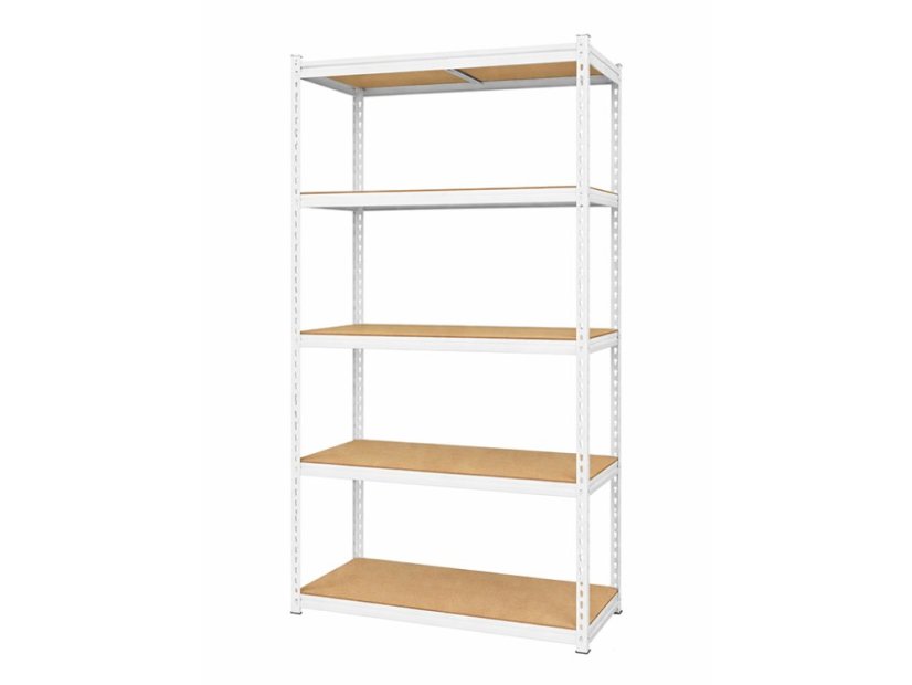 Regál 1830x900x400 mm lakovaný 5-policový, nosnost 1000 kg, RIVET - bílý
