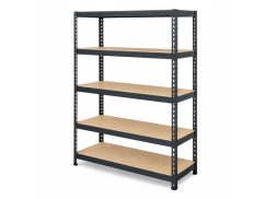 Regál 1830x600x400 mm lakovaný 5-policový, nosnost 1000 kg, RIVET - černý