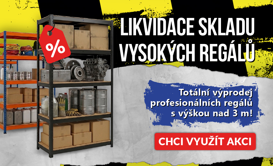 Výprodej profesionálních regálů nad 3m