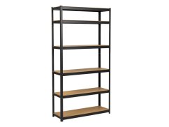 Regál 2400x900x600 mm lakovaný 6-policový, nosnost 1050 kg - černý - 10ks
