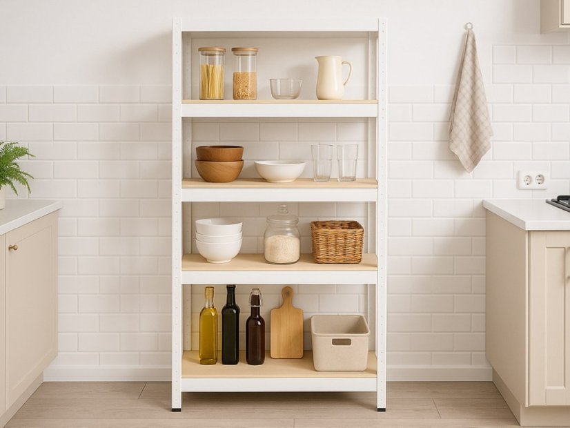 Regál 1800x900x400 mm lakovaný 5-policový, nosnost 875 kg - bílý