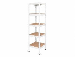 Regál 1830x400x400 mm lakovaný 5-policový, nosnost 1000 kg, RIVET - bílý