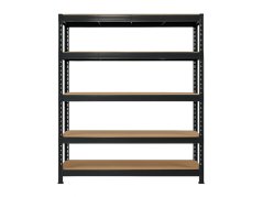 Regál 2160x1200x500 mm profesionální 5-policový, nosnost 2000 kg - černý - 2ks