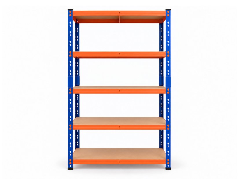 Polcrendszer 1800x900x400 mm festett 5 polcos, teherbírás 1000 kg - kék-narancs