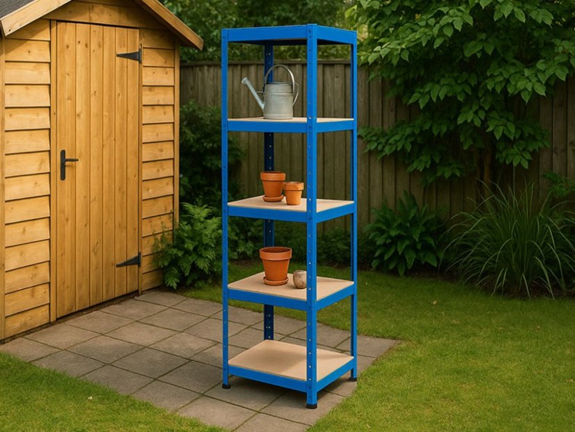 Regál 1800x400x400 mm lakovaný 5-policový, nosnost 875 kg - modrý - 5ks