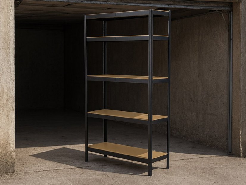 Regál 1800x900x300 mm lakovaný 5-policový, nosnost 875 kg - černý - 5ks