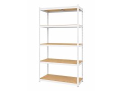 Regál 1830x900x400 mm lakovaný 5-policový, nosnost 1000 kg, RIVET - bílý