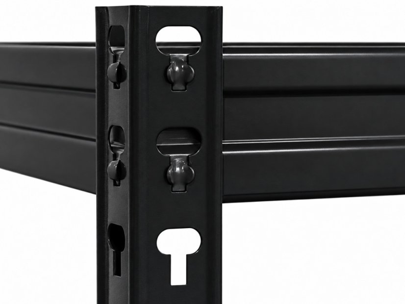 Polcrendszer 1800x900x400 mm festett 5 polcos, teherbírás 1000 kg - fekete